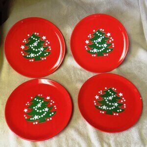 Waechtersbach Christmas Tree Ceramic Salad / Luncheon Plates – Set of 4